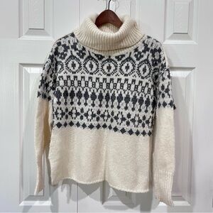 NSF Cher Nordic Fairisle Cream Turtleneck Women’s Wool Blend Sweater Size S